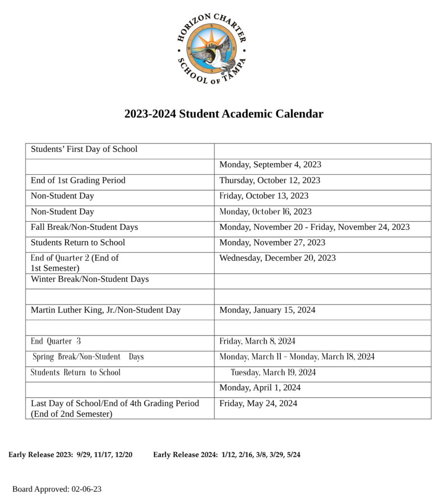 Horizon Charter School Calendar Charter School in Tampa